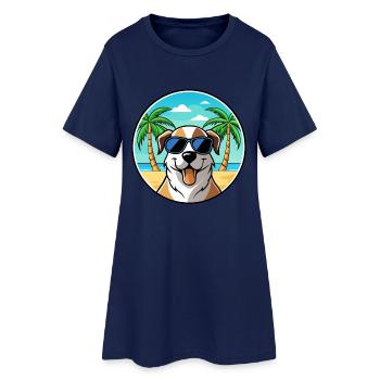 Anatolian Shepherd Dog Breed Cartoon Sunglasses - Women’s T-Shirt Dress - light navy - Front