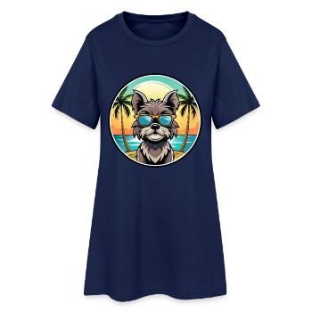 Affenpinscher Chien Race Dessin Animé Lunettes De Soleil Plage - Robe T-shirt Femme - marine clair - Devant