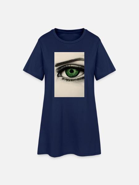 Grünes Auge Zeichnung - Frauen T-Shirt-Kleid - Light Navy
