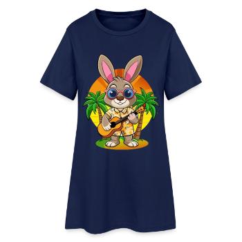 Lunettes de soleil de plage d’été de lapin drôle hawaïenne - Robe T-shirt Femme - marine clair - Devant