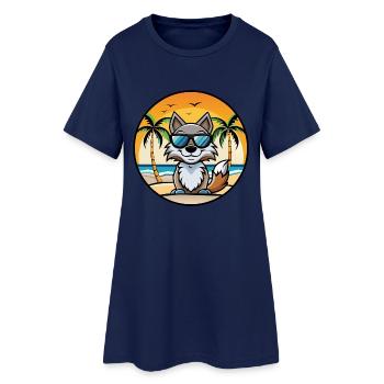 Wolf Lustige Cartoon Sommer Strand Sonnenbrille Aufkleber - Frauen T-Shirt-Kleid - Light Navy - Vorne