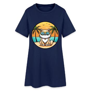 Colorpoint Persische Katzenrasse Cartoon Sonnenbrille - Frauen T-Shirt-Kleid - Light Navy - Vorne