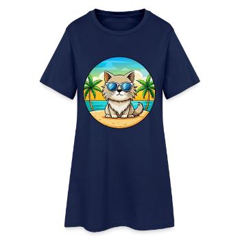 Colorpoint Persische Katzenrasse Cartoon Sonnenbrille - Frauen T-Shirt-Kleid - Light Navy - Vorne