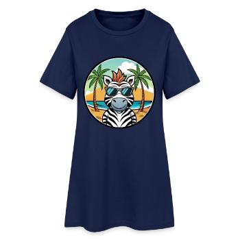 Zebra Lustige Cartoon Sommer Strand Sonnenbrille Cool - Frauen T-Shirt-Kleid - Light Navy - Vorne