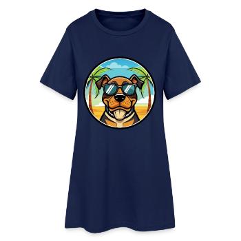 Lunettes de soleil Rottweiler Dog Cartoon Summer Beach - Robe T-shirt Femme - marine clair - Devant