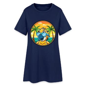 Papagei Lustige Cartoon Sommer Strand Sonnenbrille Cool - Frauen T-Shirt-Kleid - Light Navy - Vorne