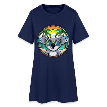 Koala Lustige Cartoon Sommer Strand Sonnenbrille Cool - Frauen T-Shirt-Kleid - Light Navy - Vorne