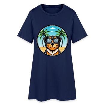 Lunettes de soleil Rottweiler Dog Cartoon Summer Beach - Robe T-shirt Femme - marine clair - Devant