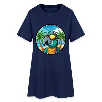 Papagei Lustige Cartoon Sommer Strand Sonnenbrille Cool - Frauen T-Shirt-Kleid - Light Navy - Vorne