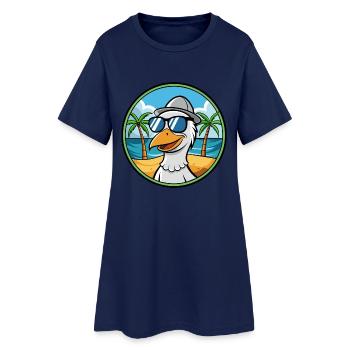 Goose Funny Cartoon Summer Beach Sunglasses Cool - Women’s T-Shirt Dress - light navy - Front