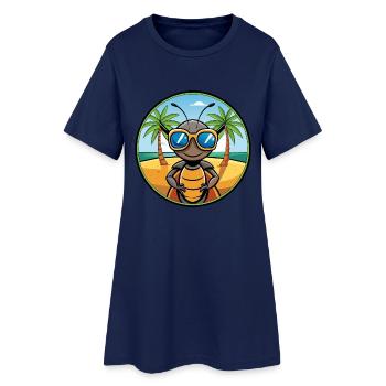 Ameise lustige Cartoon Sommer Strand Sonnenbrille Aufkleber - Frauen T-Shirt-Kleid - Light Navy - Vorne