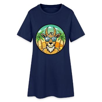 Antilope Lustige Cartoon Sommer Strand Sonnenbrille - Frauen T-Shirt-Kleid - Light Navy - Vorne