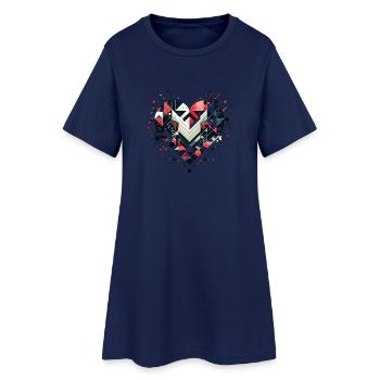 Coeur géométrique - Robe T-shirt Femme - marine clair - Devant