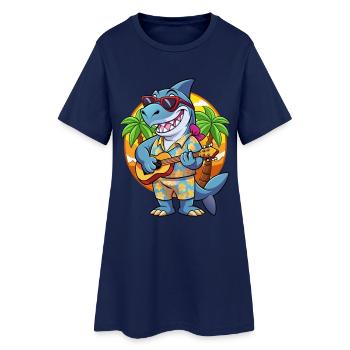 Lustige Hai Sommer Strand Sonnenbrille Hawaiianisch - Frauen T-Shirt-Kleid - Light Navy - Vorne
