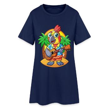 Lustige Papagei Sommer Strand Sonnenbrille Hawaiianisch - Frauen T-Shirt-Kleid - Light Navy - Vorne