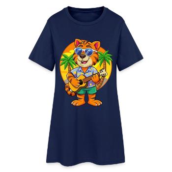 Lunettes de soleil de plage d’été Funny Tiger Hawaiian - Robe T-shirt Femme - marine clair - Devant