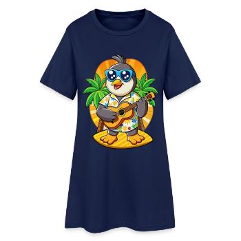 Lustige Pinguin Cartoon Sommer Strand Sonnenbrille - Frauen T-Shirt-Kleid - Light Navy - Vorne