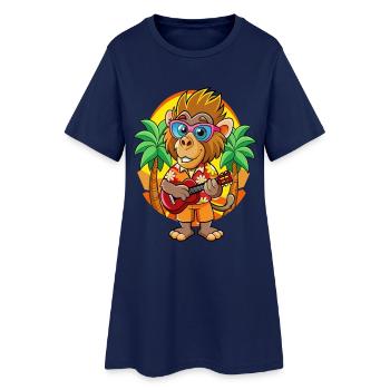 Lustige Pavian Cartoon Sommer Strand Sonnenbrille - Frauen T-Shirt-Kleid - Light Navy - Vorne