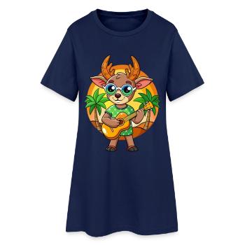 Lustige Antilope Cartoon Sommer Strand Sonnenbrille - Frauen T-Shirt-Kleid - Light Navy - Vorne