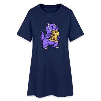 Kleiner süßer Dino Pizza Kind naschen Baby Hunger - Frauen T-Shirt-Kleid - Light Navy - Vorne