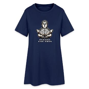 Bitte verwenden Sie dieses Gehirn - Lustiges stoisches Design - Frauen T-Shirt-Kleid - Light Navy - Vorne
