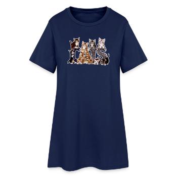 Chatons en lettres : collage adorable - Robe T-shirt Femme - marine clair - Devant