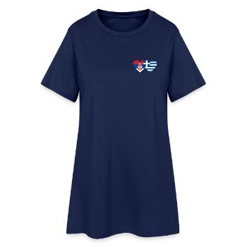 Serbie Grèce Drapeau Coeur - Robe T-shirt Femme - marine clair - Devant