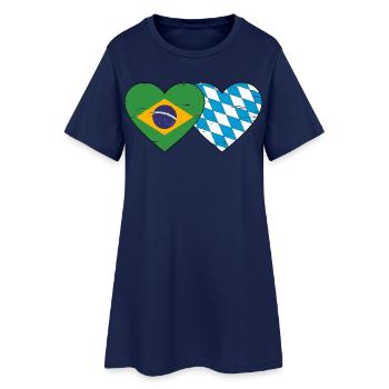 Brésil Bavière Drapeau Coeur utilisé - Robe T-shirt Femme - marine clair - Devant