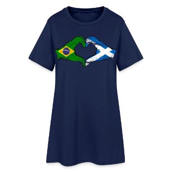Brésil Ecosse drapeau mains forme de coeur utilisé - Robe T-shirt Femme - marine clair - Devant