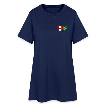 Drapeau du cœur du Canada et du Brésil - Robe T-shirt Femme - marine clair - Devant