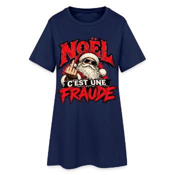 Rebellisches Weihnachten: Wütender Santa - Frauen T-Shirt-Kleid - Light Navy - Vorne