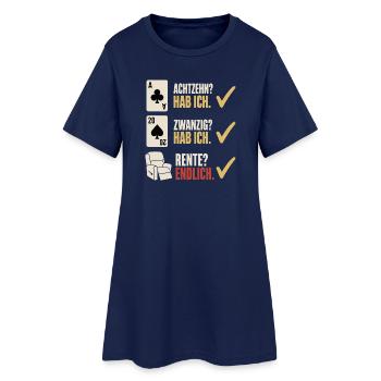 Achtzehn zwanzig Rente endlich – Skat Rentner - Frauen T-Shirt-Kleid - Light Navy - Vorne