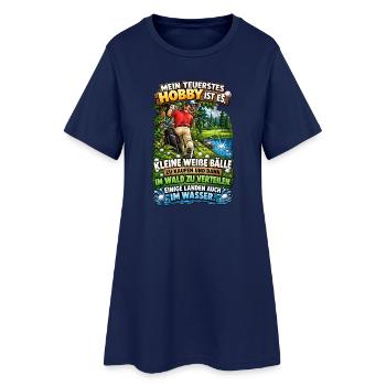 Golf im Wald: Bälle, See, Lachen - Frauen T-Shirt-Kleid - Light Navy - Vorne