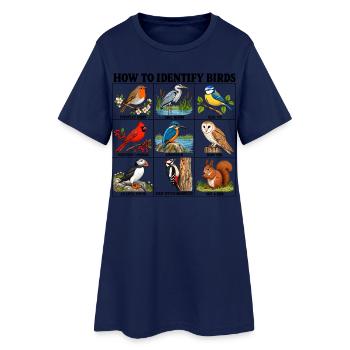 How to Identify Birds Funny Birding Birder Fitted  - Frauen T-Shirt-Kleid - Light Navy - Vorne