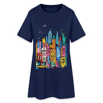 NYC Graffiti-Wolkenkratzer - Frauen T-Shirt-Kleid - Light Navy - Vorne