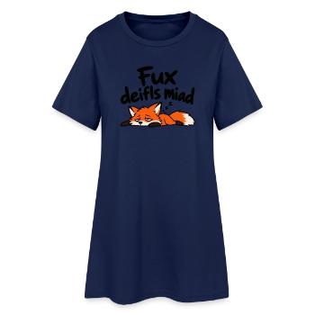 Fux deifls miad – Lustiger müder Fuchs - Frauen T-Shirt-Kleid - Light Navy - Vorne