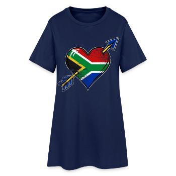 Südafrika Flagge Herz mit Pfeil used look - Frauen T-Shirt-Kleid - Light Navy - Vorne
