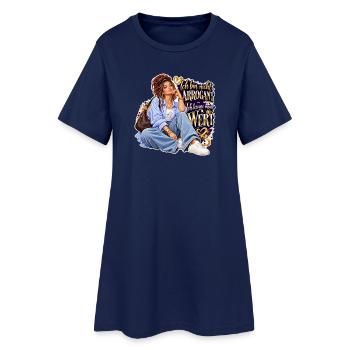 Ich kenne meinen Wert – Glam Empowerment - Frauen T-Shirt-Kleid - Light Navy - Vorne
