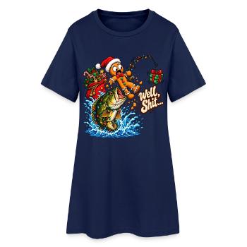 Well Shit Gingerbread Fishing Christmas Bass Humor - Frauen T-Shirt-Kleid - Light Navy - Vorne