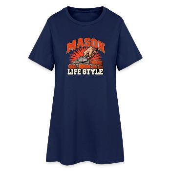 Mason Lifestyle Ziegelwerk - Frauen T-Shirt-Kleid - Light Navy - Vorne