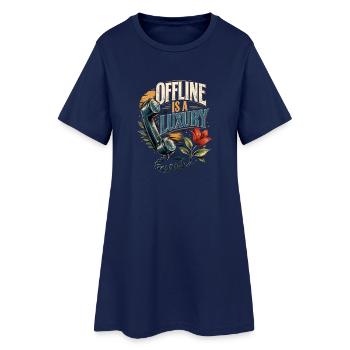 Offline ist ein Luxus - Frauen T-Shirt-Kleid - Light Navy - Vorne