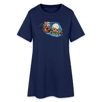 Punk-Mondnacht-Hasen-Schlittenzug - Frauen T-Shirt-Kleid - Light Navy - Vorne