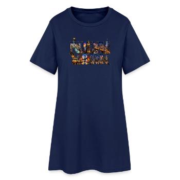 New York Skyline Collage - Frauen T-Shirt-Kleid - Light Navy - Vorne