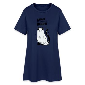 Miau äh ich meine Buuh! - Katze Gespenst Halloween - Frauen T-Shirt-Kleid - Light Navy - Vorne