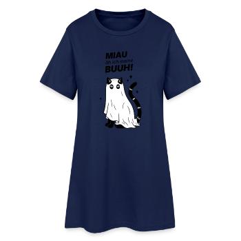Miau äh ich meine Buuh! - Katze Gespenst Halloween - Frauen T-Shirt-Kleid - Light Navy - Vorne