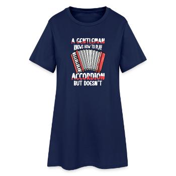  Ein Gentleman Weiß Akkordeon Zu Spielen Aber Tut - Frauen T-Shirt-Kleid - Light Navy - Vorne
