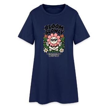 Bloom Slowly – Alles zu seiner Zeit - Frauen T-Shirt-Kleid - Light Navy - Vorne