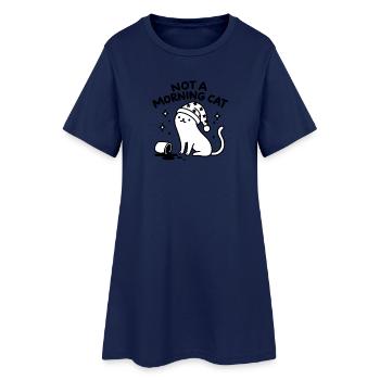 Not a Morning Cat – Lustige Morgenmuffel Katze - Frauen T-Shirt-Kleid - Light Navy - Vorne
