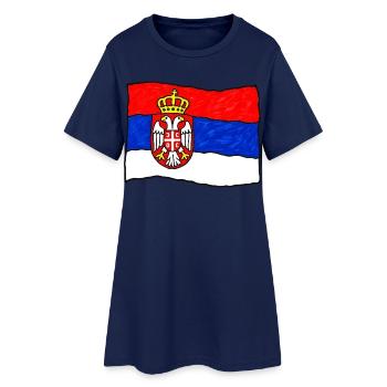 Serbische Flagge als Kinderzeichnung - Frauen T-Shirt-Kleid - Light Navy - Vorne