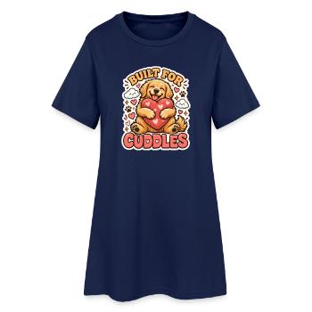 Built for Cuddles – Knuddel-Hund mit Herz - Frauen T-Shirt-Kleid - Light Navy - Vorne
